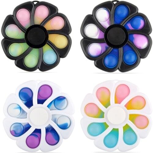 Push Buuble Fidget Toys Creative Sensory Flowers Simpel Dimple Fidget Spinner Stress Relief Toys Hand Spinner For Children Adult