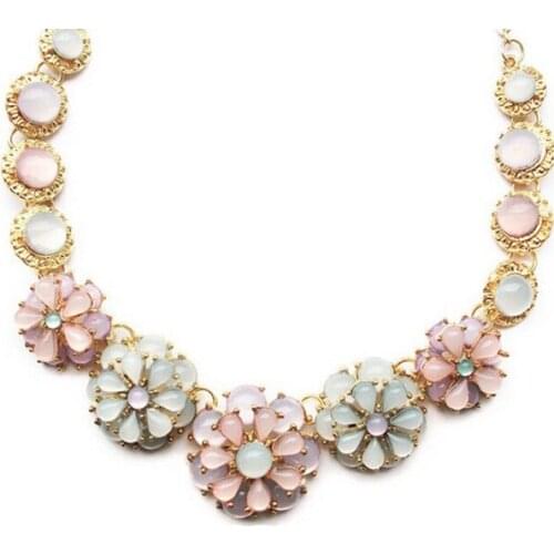 2015 luxury fashion short statement necklace and pendant resin fashionable Flower Collier woman necklace wholesale candy color