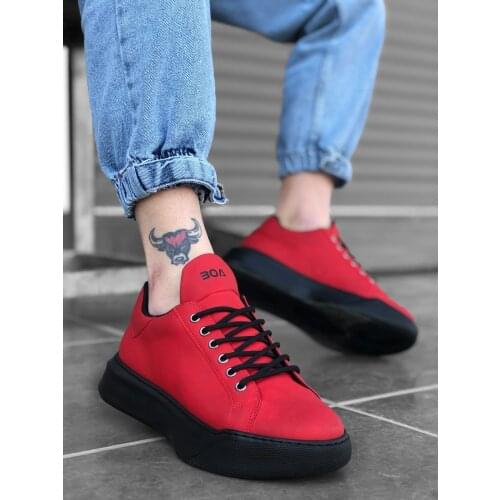 BA0161 Laced High Base Red Sport Shoes