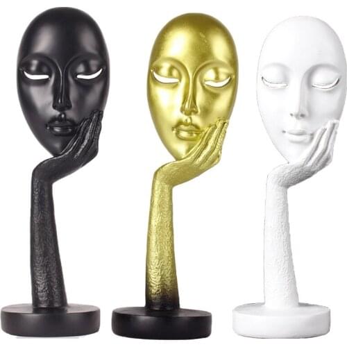 Resin Abstract Face Art Sculpture Statue Creative Modern Ornament Meditator Collectible Figurines for Home Office Decors