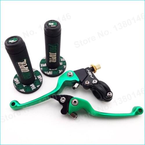 Throttle Handle Hand Grips Green ASV Folding Clutch Brake lever For CRF KLX XR TTR YZF MX Motocross Dirt Pit Bike Motorcycle