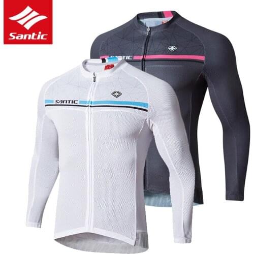 Santic Cycling Jersey Men Pro Road Bike Jersey Long Sleeve Anti-UV Breathable MTB Bicycle Jersey Cycling Clothing
