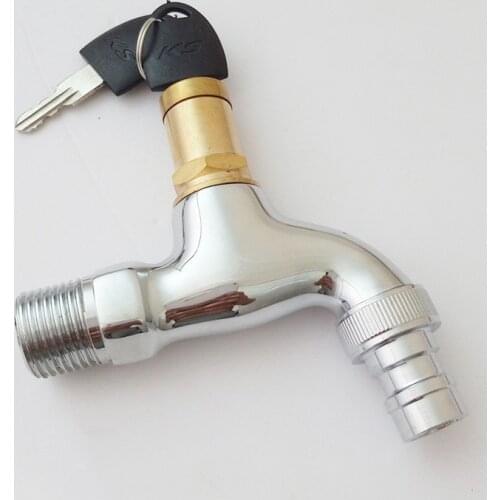 G1/2 Anti-theft Faucet Water Tap with Lock Key Brass Body Single Hole Key Switch Faucet Bibcocks for Kitchen Outdoor Garden