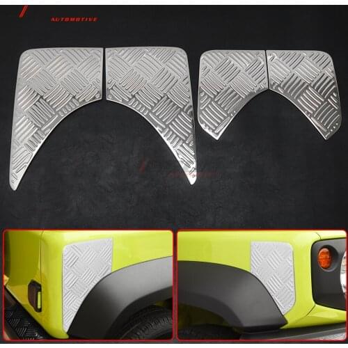 4pcs S.Steel Sliver Front & Rear Bumper Protector Cover Side Splitter Trim For Suzuki Jimny JB64 JB74 2019 2020 Car Accessories