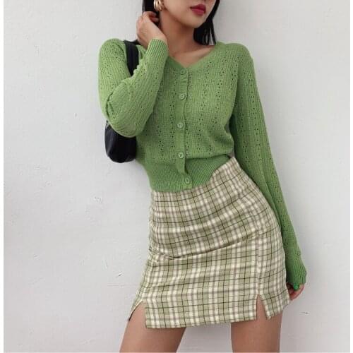 Women Split Details Plaid Mini Skirt with Under Shorts Mini Skort In Check plaid skirt korean fashion clothing skirts womens
