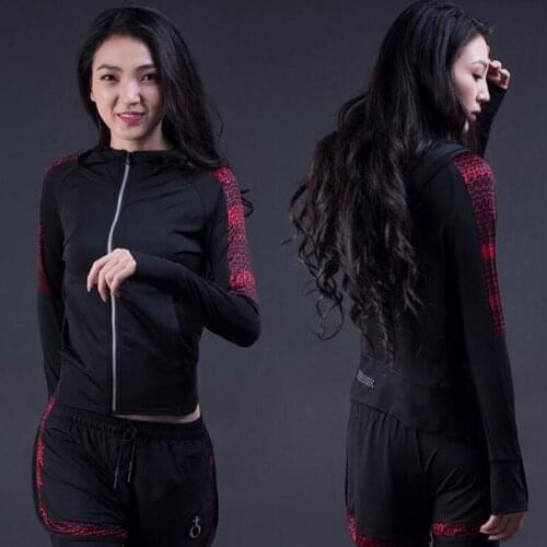Womens Jacket Fitness Long-Sleeved High-Elastic Female Jacket Tight Zipper Hooded Sports Running Sportswear Jackets For Women