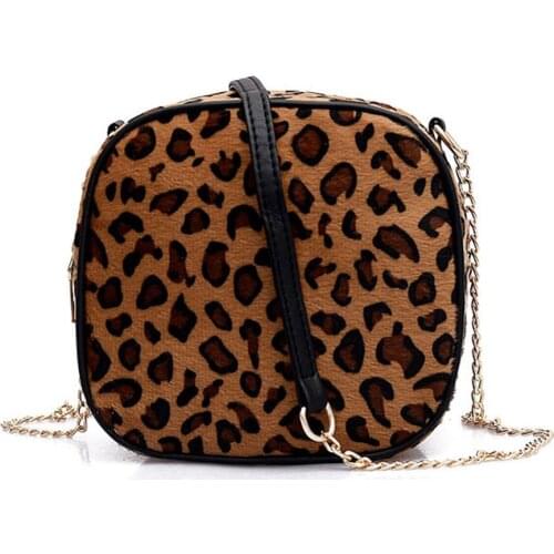 Women Shoulder Crossbody Bag Chain Leopard Print Simple for Mobile Phone Keys Money New