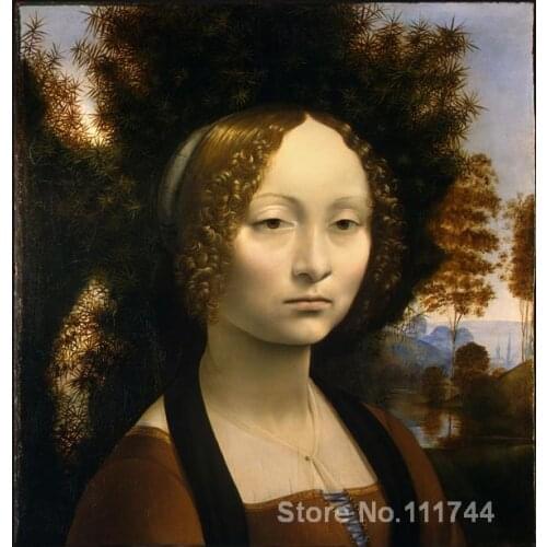 Famous art Ginevra De Benci Leonardo Da Vinci painting High quality Hand painted