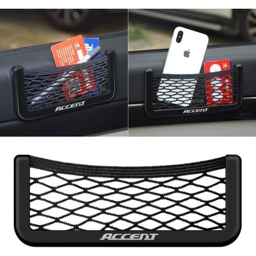 1pcs car mobile phone bag car storage bag net bag car storage bag multi-functional adhesive type for Hyundai ACCENT