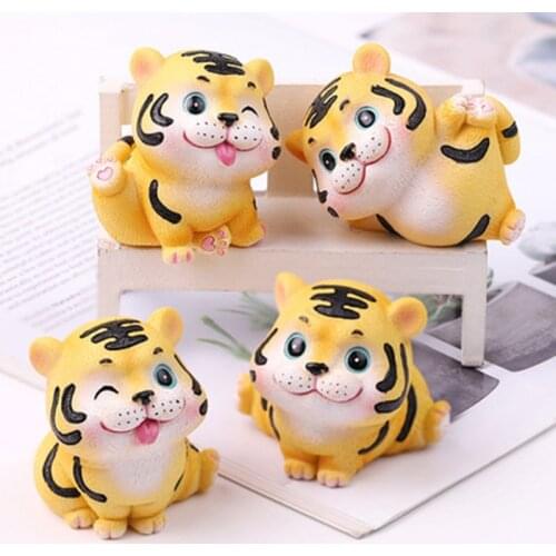 ZOCDOU 1 Piece Cartoon Cute Little Tiger Small Statue Little Figurine Crafts Figure Ornament Miniatures