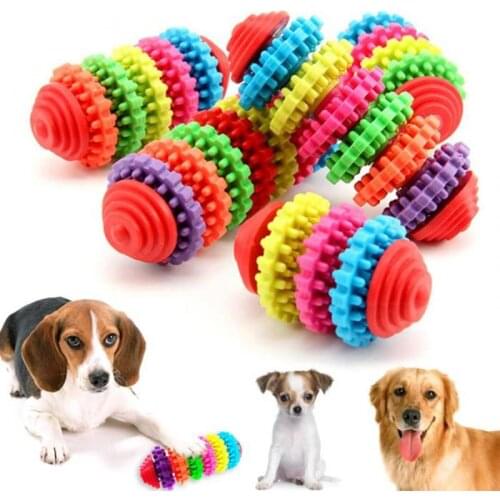 1PCS Pet Dog Chew Toy Puppy Dental Teeth Gums Bite-Resistant Cachorro Colorful Natural Rubber Tooth Cleaning Tools For Small Dog
