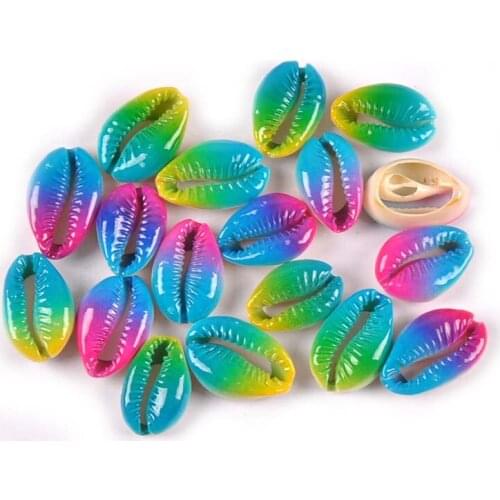 10Pcs Rainbow Painting Conch Shells For Making Jewelry Home Decor Beige Seashells DIY Scrapbook Crafts Handmade Embellishment