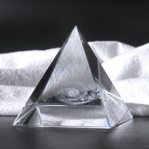 100mm K9 Crystal Pyramid 3D Laser Engraved galaxy crystal Paperweight
