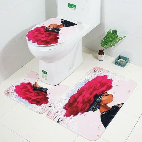 Personality Girl Pattern 3pcs Bathroom Mat Set Non-slip Bathroom Floor Mats Microfiber Bath Mat Set Toilet Rugs Shower Carpet