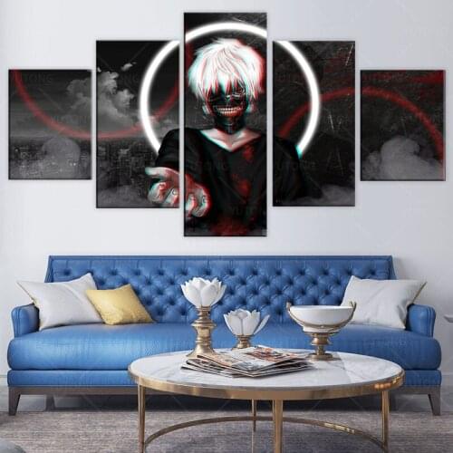 5 piece Tokyo Ghoul Kaneki Ken Anime Poster print Artwork Paintings Canvas Art for Room Wall living home Decor-Unframed framed