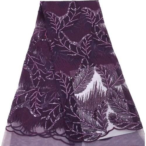 5yards/pc) high quality African tulle lace fashion embroidered French net lace fabric with sequins for party dress FLC865