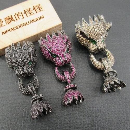 APDGG 1PC 20x45m Cubic Zirconia Pave Jewelry Findings Animal Clasps For Pearl Bracelets Necklaces Making DIY Craft Accessories