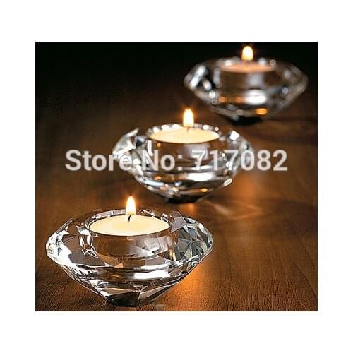 Free Shipping! Wedding Gifts,Crystal Diamond Shape Candle Holder for Table Decoration,2PCS/LOT