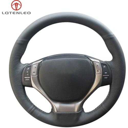 LQTENLEO Black Artificial Leather Steering Wheel Cover For Lexus ES250 ES300h ES350 GS250 GS300h GS350 GS450h RX270 RX350 RX450
