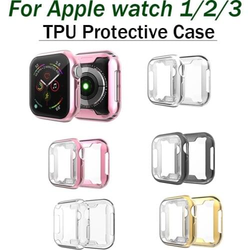 High Quality Case Cover For Apple Watch Band1/2/3 Soft Clear Full TPU Protective Case For Iwatch Series 1/2/3 38/40/42/44mm