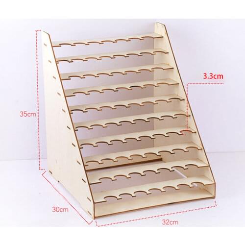 75 Holes Wood Paint Bottle Rack Organizer Brushes Tools Storage Stand Holder
