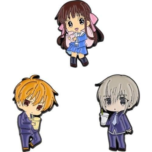 J2857 Cartoon Fruit basket Brooch Backpack Badge Clothes Pin Enamel Pins Hat Pin Charm Kids Gift Fashion Aceessory