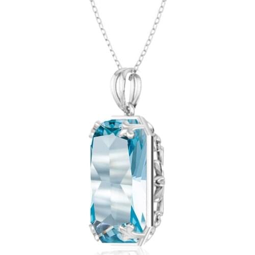 Real Silver 925 Pendant Birthstone Aquamarine Pendants Silver 925 Luxury Fine Jewelry For Women Accessories Without Necklace