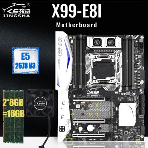 JINGSHA X99 E8I Motherboard Set Support Intel XEON E5 LGA2011-3 with E5 2678 V3 DDR4 8GB 2400MHz and CPU Fan Support Turbo Boost