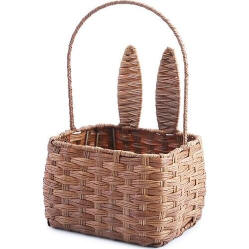 Picnic Basket with Handle Bunny Ear Woven Easter Candy Holder Picnic Basket with Handle Bunny Ear Woven Easter Candy Holder
