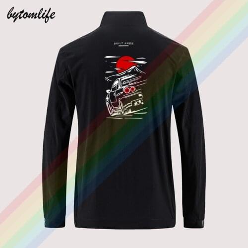 Nissan Skyline GTR RB26 R32 R33 R34 Mens Street Windbreaker Zipper Thin Jacket Mens Casual Back Printing Jacket Asian Size