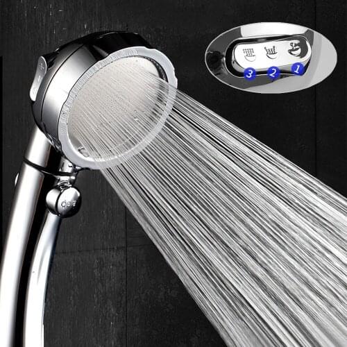 3 Mode Rainfall Shower Head With Water Control Button Water Saving Shower Head Rotating Adjustable Pressure Bathroom Accessories