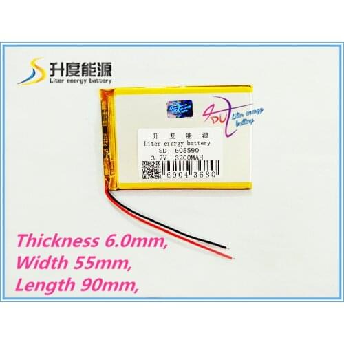 Best battery brand Free shipping 3.7V 3200mah lithium polymer battery 605590 065590 585590 3200 mah MP4 GPS electronic books