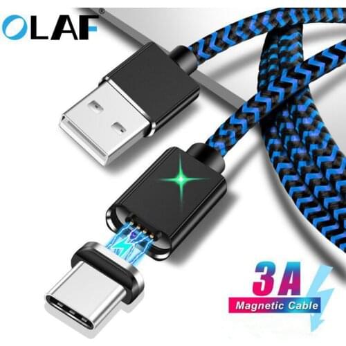 OLAF 3A Type C Magnetic Cable Magnet quick charge 3A USB C Cable For Huawei P20 Pro Xiaomi Mi8 Samsung LG oneplus fast data cord