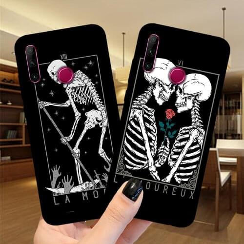 Skull Lovers Rose Soft TPU Case For Huawei Honor 10 20 30 Lite 10i 20i 9X 8X Mate 10 20 Lite Pro Silicone Black Phone Cover