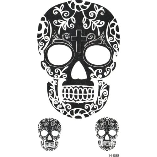 20pcs New Skull Waterproof Temporary Tattoos Sticker Fake Tattoo Body Arts Flash Tattoo Sticker Flash tatoo Men and women henna