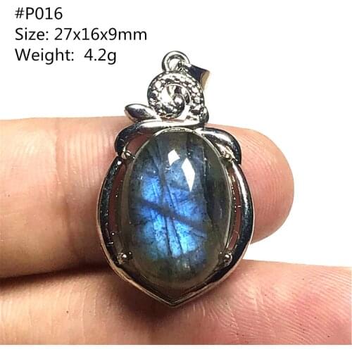 Top Natural Labradorite Pendant Jewelry For Women Man 30x16x9mm Beads Silver Yellow Blue Light Crystal Moonstone Gemstone AAAAA