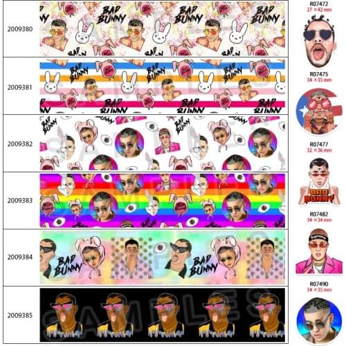 New Beautiful Bad Bunny Character Printed 5 Yards rosgrain/Satin Ribbon for Party Decorations Resin 30Pcs 200938