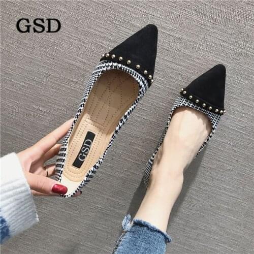 New Women Flats Fashion Spring Ladies Pointed Toe Flat Shoes Woman Rivet Design Shallow Loafers Slip On Casual Shoes