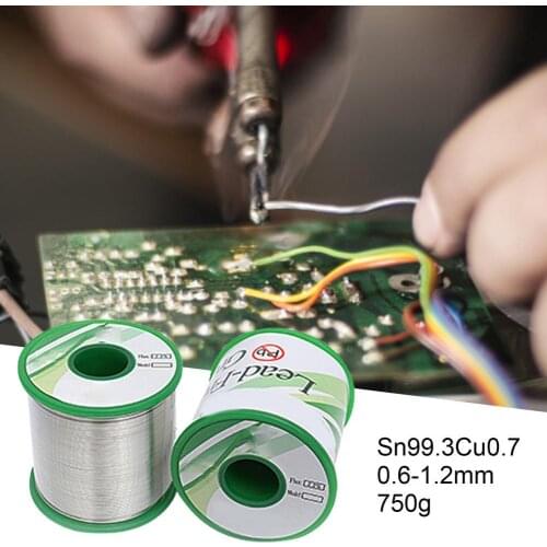 750g 0.6-1.2mm Tin Wire Non-lead Bright Solder Points Tin-copper Lead-free Sn99.3Cu0.7 Flux-cored Solder Wire for Export Product