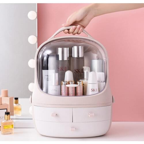 INS Style Fashion Dustproof Creative Cosmetics Storage Box Girls Multifunctional Shelf Desktop Dustproof Storage Jewelry Box
