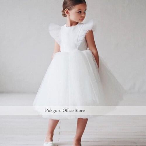 Tutu Flower Girl Dress White Black Elegant Girls First Communion Gowns Cute Sleeveless Kids Formal Party Gown Custom Made