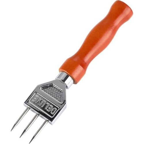 Sturdy Ice Chipper with Solid Wood Handle, 304 Stainless Steel Three Pronged Ice
