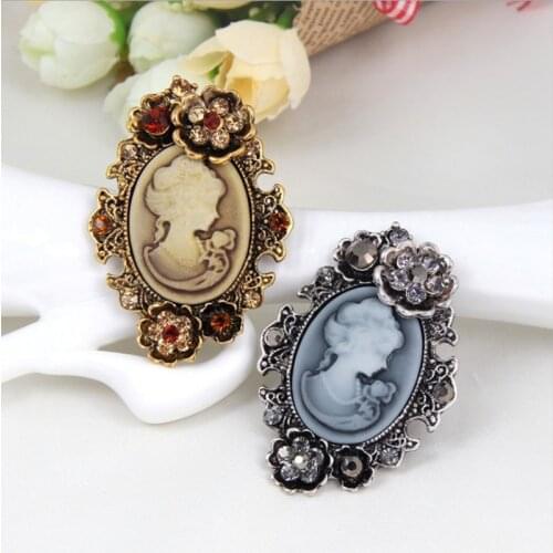 5Pcs Alloy Rhinestone Resin belle head DIY Buttons Handmade Sewing Buttons for Clothing Wedding Party Decortion Accessories