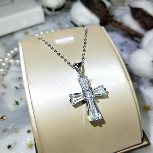 S925 Sterling Silver Necklace Pendant for Womens 3 A Moissanite Cross Pendant Fine White Bizuteria Gemstone Silver 925 Jewelry