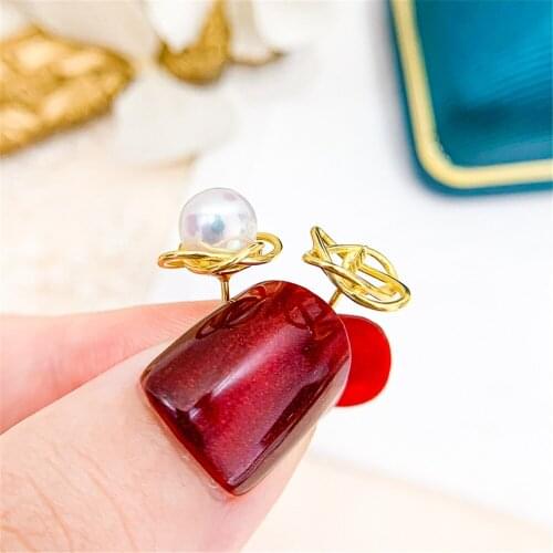 925 Silver Pearl Beads Stud Earrings Setting Base Diy Jewelry Making Findings&Components