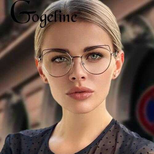 Vintage Brand Design Clear Cat Eye Blue Light Blocking Glasses Women Eyeglasses Metal Frames Men Women Optical Computer Glasses