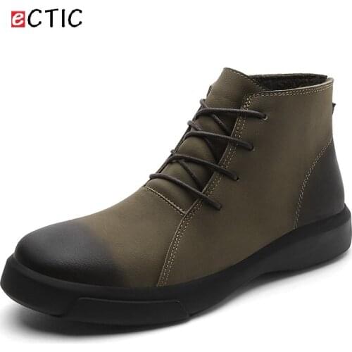 Ectic High Quality Winter Men Boots Vintage Suede Warm Desert Boots Casual Men Shoes High Tops Lace-Up Dropshipping