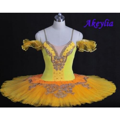 Yellow Women Pancake Ballerina Tutu Women Custom Platter Classical Stage Ballet Costume Orange Professional Ballet tutu