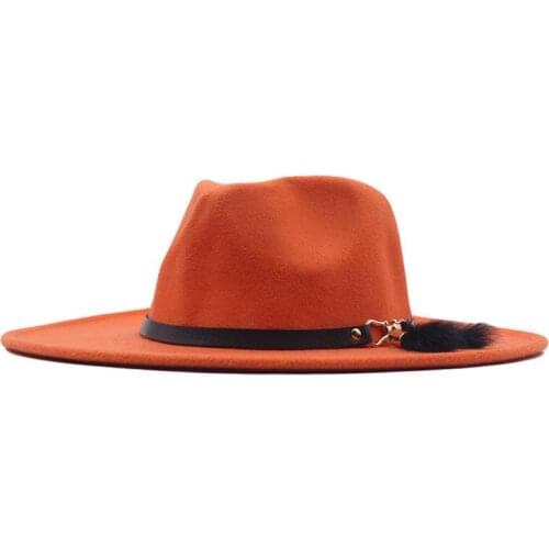 Womens Hat Fedoras Big Brim 9cm Panama Classic Jazz Men Caps Solid Color Casual Formal Dress Church Felt Fedora Men Women Hat