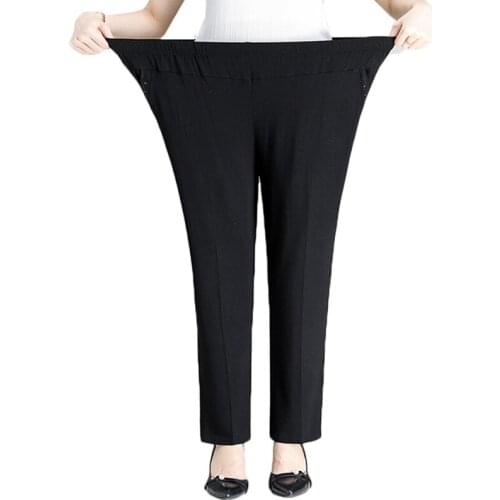 2019 Oversized Middle-aged Women Trousers Large Size Loose Waist Elastic Waist Long Pants Fat Mother Pants Plus Size 8XL W1413